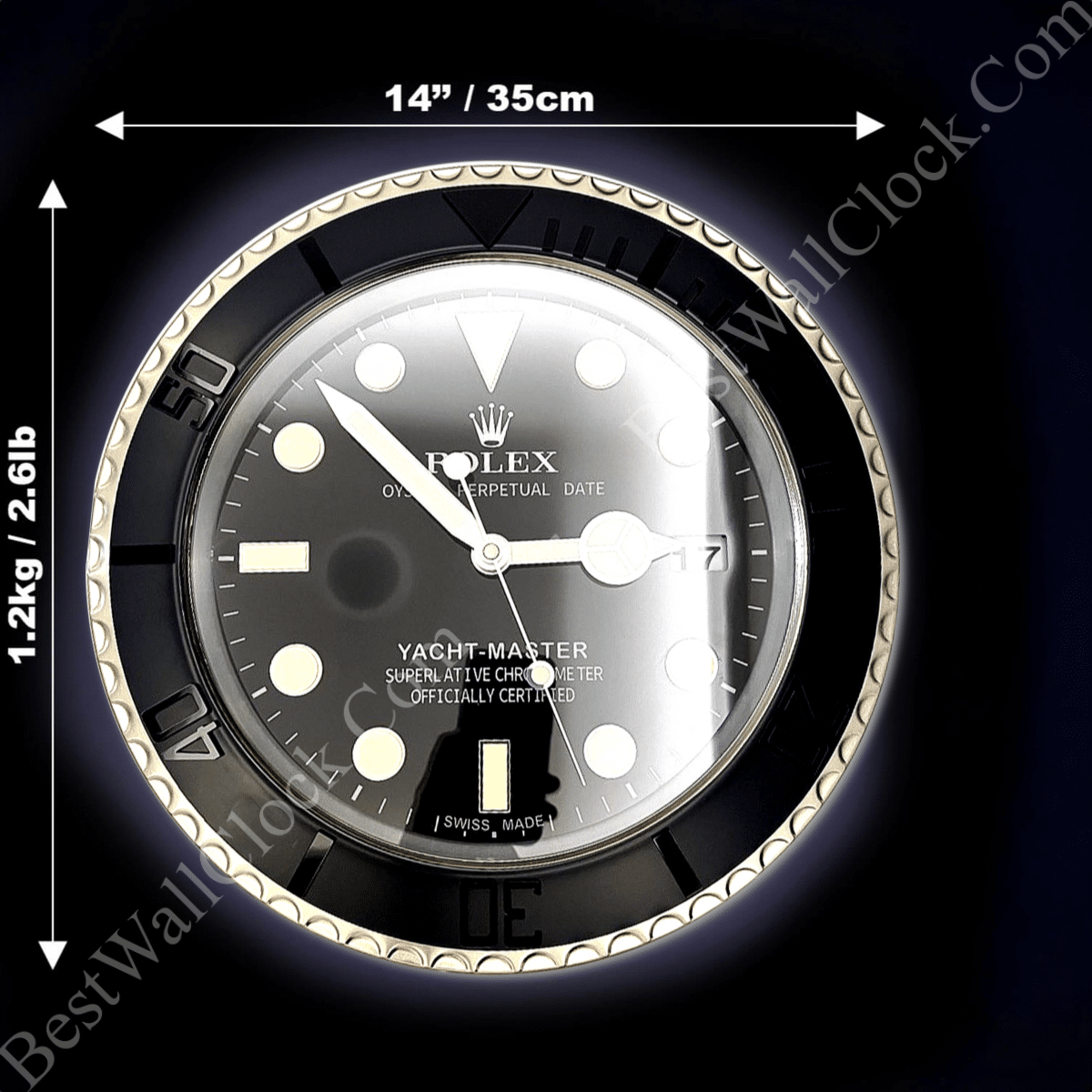 YATCH MASTER – BLACK – BLACK 2 DELUXE METAL WALL CLOCK 35 CM