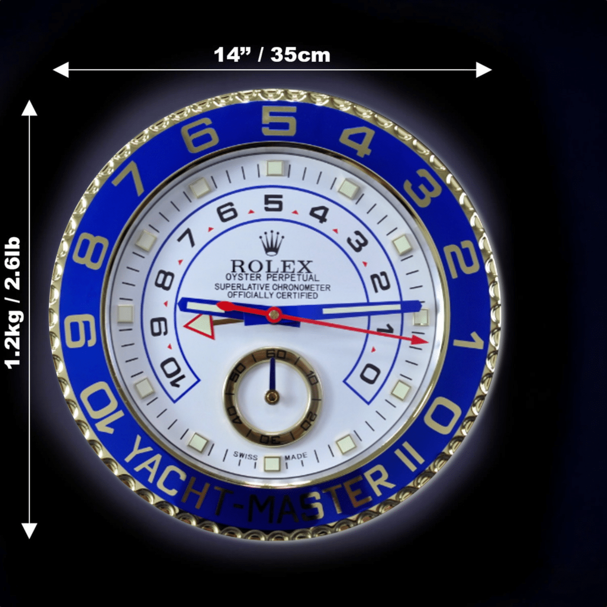 YACHT MASTER 2 EDITION GOLD 35 CM DELUXE METAL WALL CLOCK