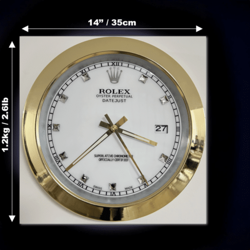 DATEJUST – GOLD-WHITE – 4 DELUXE METAL WALL CLOCK 35 CM