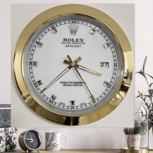DATEJUST – GOLD-WHITE – 4 DELUXE METAL WALL CLOCK 35 CM