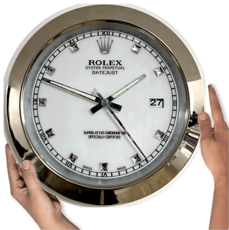 DATEJUST – SILVER – WHITE – 3 DELUXE METAL WALL CLOCK