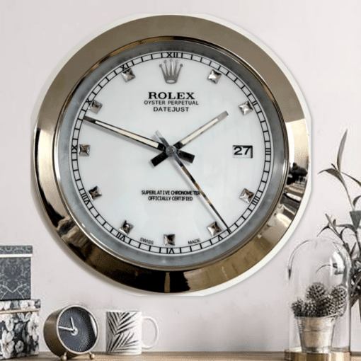 DATEJUST – SILVER – WHITE – 3 DELUXE METAL WALL CLOCK