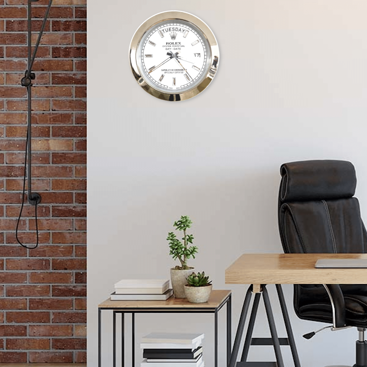 DATEJUST – SILVER – WHITE – 5 DELUXE METAL WALL CLOCK 35 CM