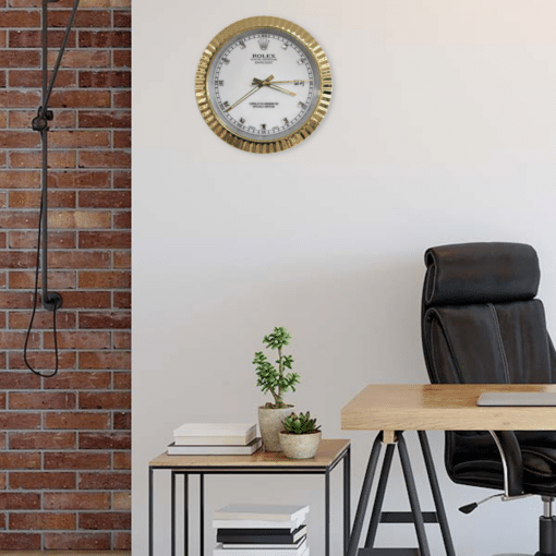 DATEJUST – ROSE GOLD-WHITE – 3 DELUXE METAL WALL CLOCK 35 CM