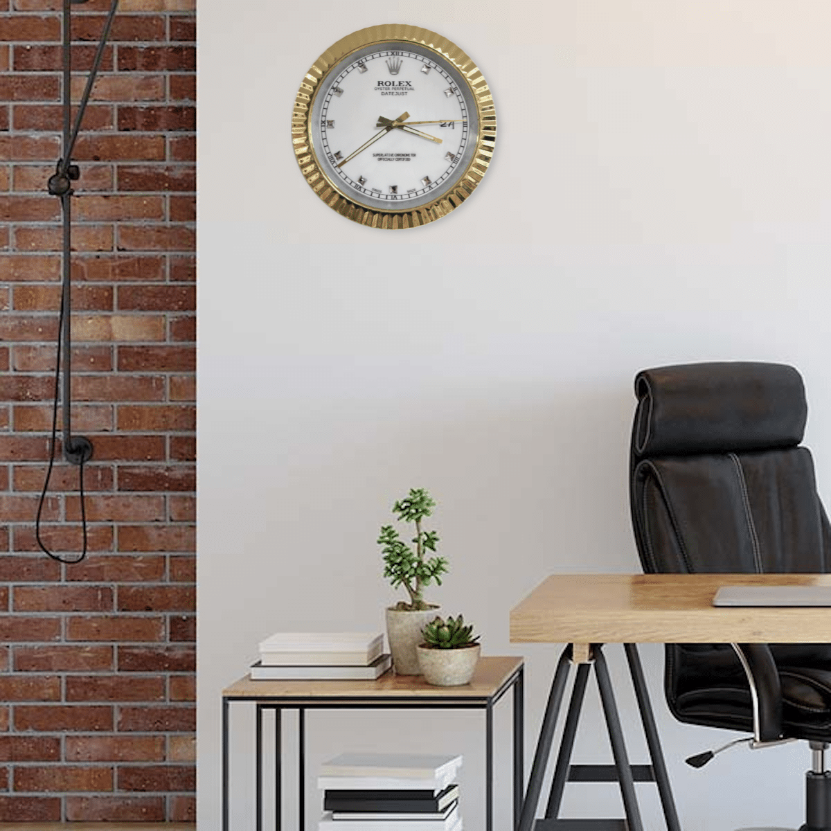 DATEJUST – ROSE GOLD-WHITE – 3 DELUXE METAL WALL CLOCK 35 CM