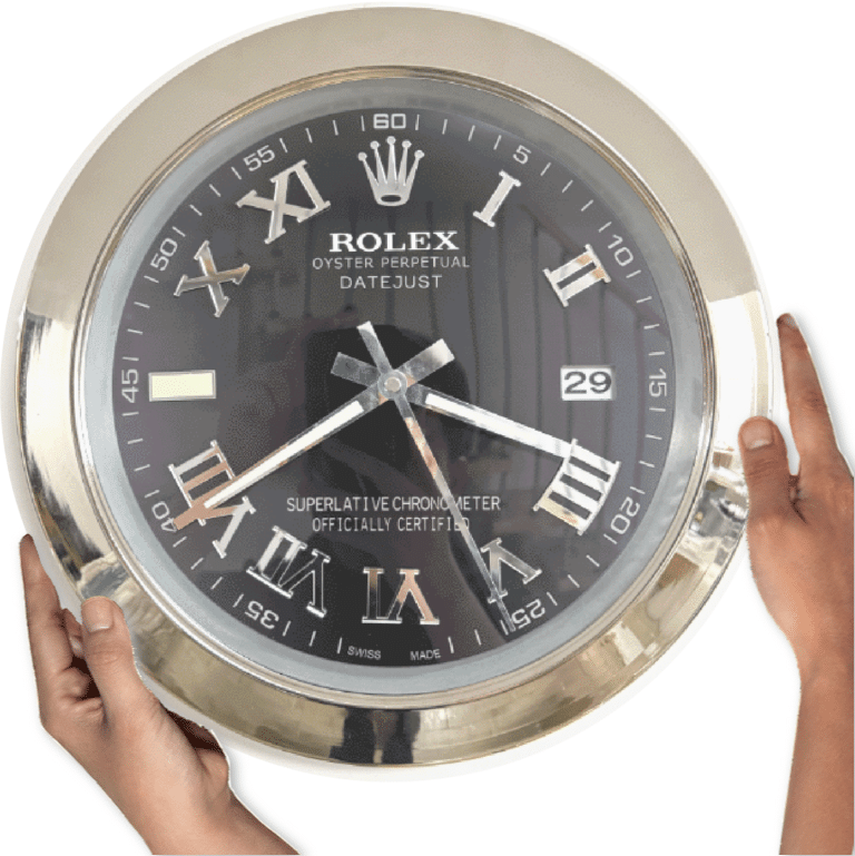 DATEJUST – SILVER – BLUE-3 DELUXE METAL WALL CLOCK 35 CM