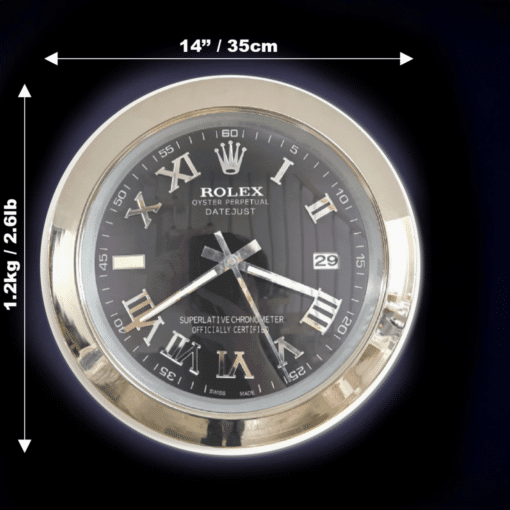 DATEJUST – SILVER – BLUE-3 DELUXE METAL WALL CLOCK 35 CM