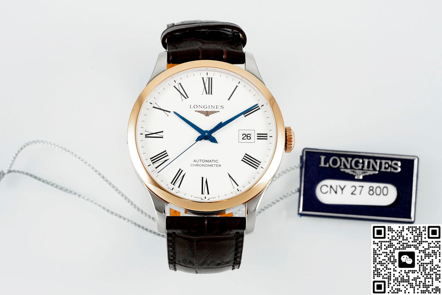 Longines Record Collection L2.821.5.11.2 AF Factory Rose Gold Crown