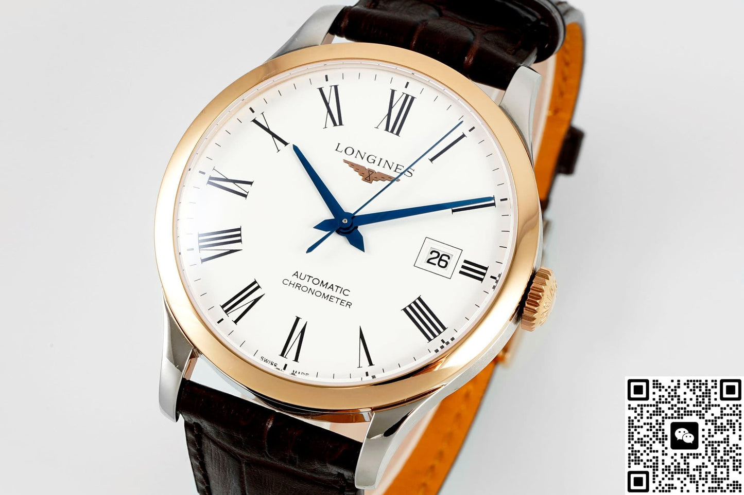 Longines Record Collection L2.821.5.11.2 AF Factory Rose Gold Crown