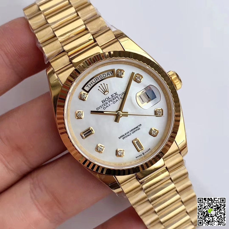 Rolex Day-Date M128238 EW Factory White Dial Diamond Time Scale