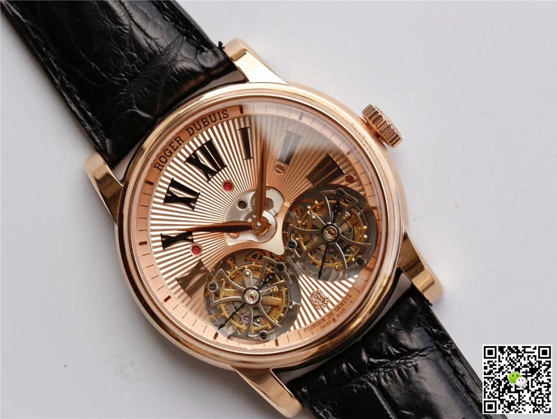 Roger Dubuis Hommage RDDBHO0562 Double Flying tourbillon JB Factory Rose Gold Dial