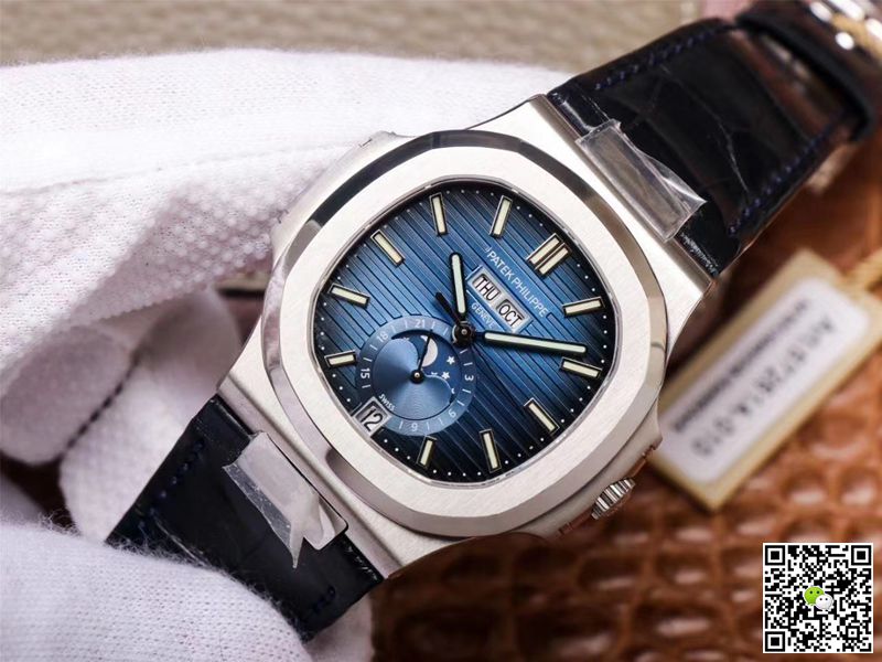 PF Factory Patek Philippe Nautilus 5726/1A-014 Moonphase Black Leather Strap