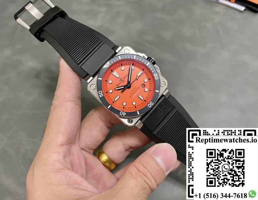 Bell & Ross Instruments Br0392-D-O-St-Srb Br Factory Rubber Strap-Rep Time Watches