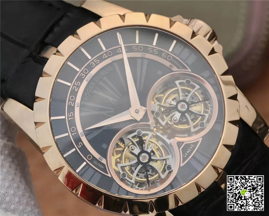 Roger Dubuis Excalibur RDDBEX0280 JB Factory Tourbillon Gold Case Black Dial