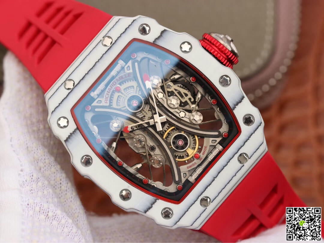 Richard Mille RM53-01 KV Factory White TPT Carbon Fiber Red Strap