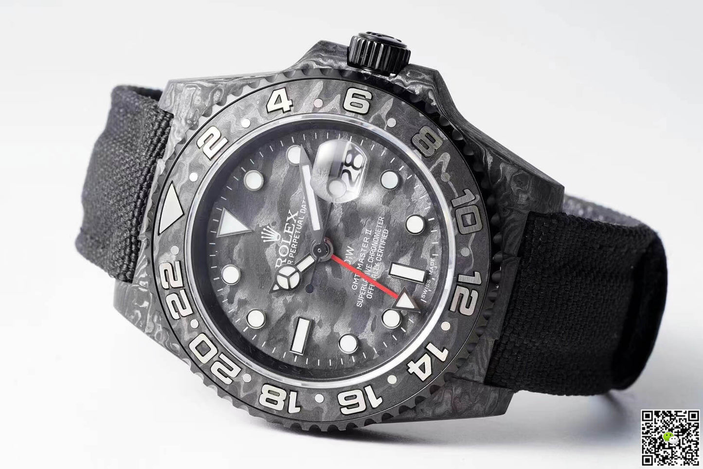Rolex GMT-MASTER II Diw Carbon Fiber Black Fabric Strap