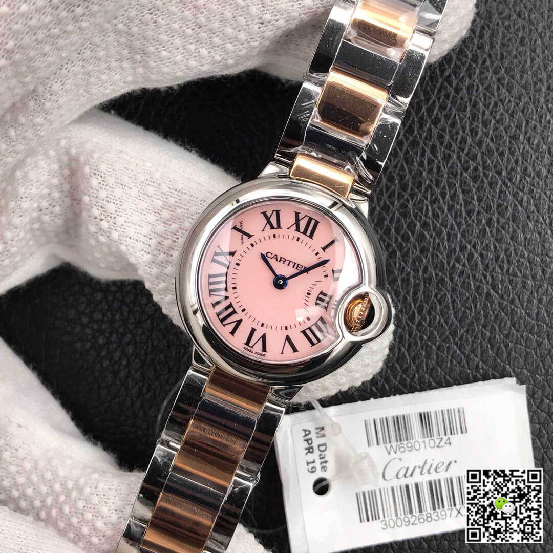 Ballon Bleu De Cartier Ladies 28MM V6 Factory V8 Pink Dial