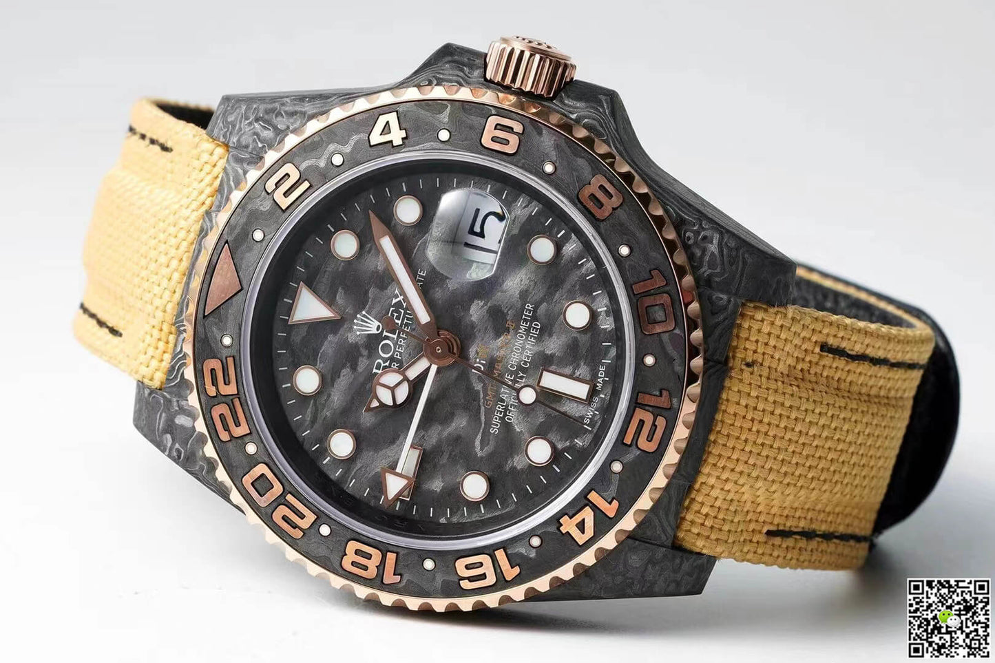 Rolex GMT-MASTER II Diw Carbon Fiber Yellow Fabric Strap