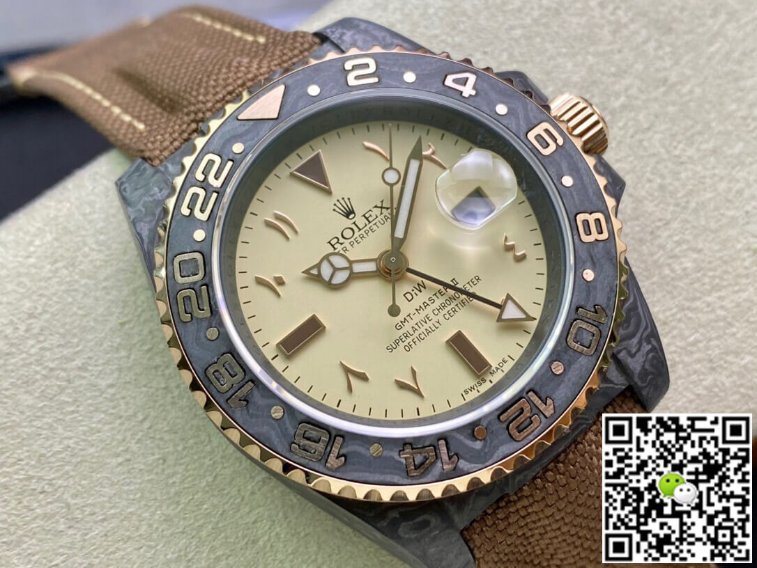 Rolex GMT-MASTER II Diw Carbon Fiber Brown Fabric Strap