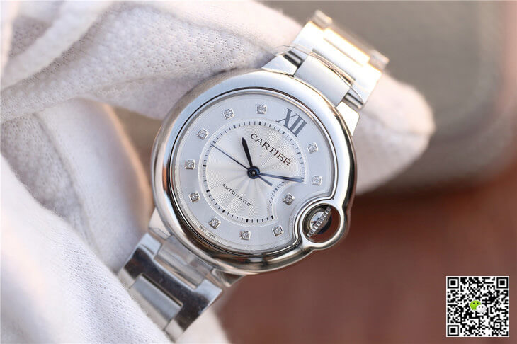 Ballon Bleu De Cartier WE902074 V6 Factory Diamond Silverr Dial