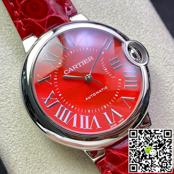 Ballon Bleu De Cartier 36MM 3K Factory Red Leather Strap