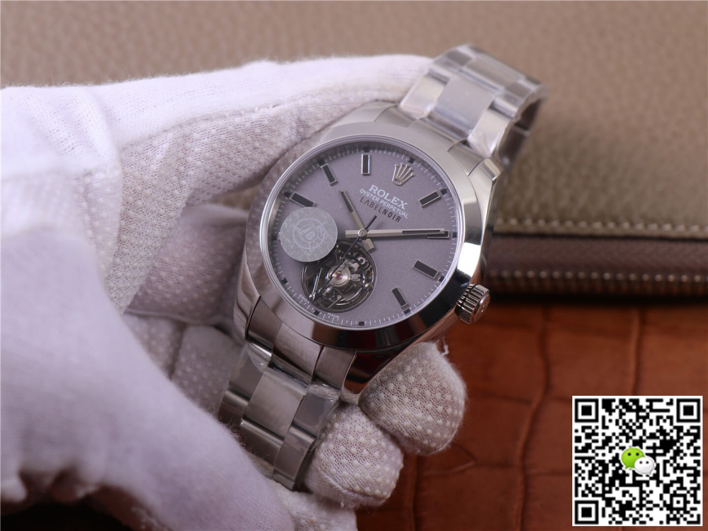 JB Factory Replica Rolex Milgauss Base 116400 Label Noir Design LNT01HS-001 Silver case watch