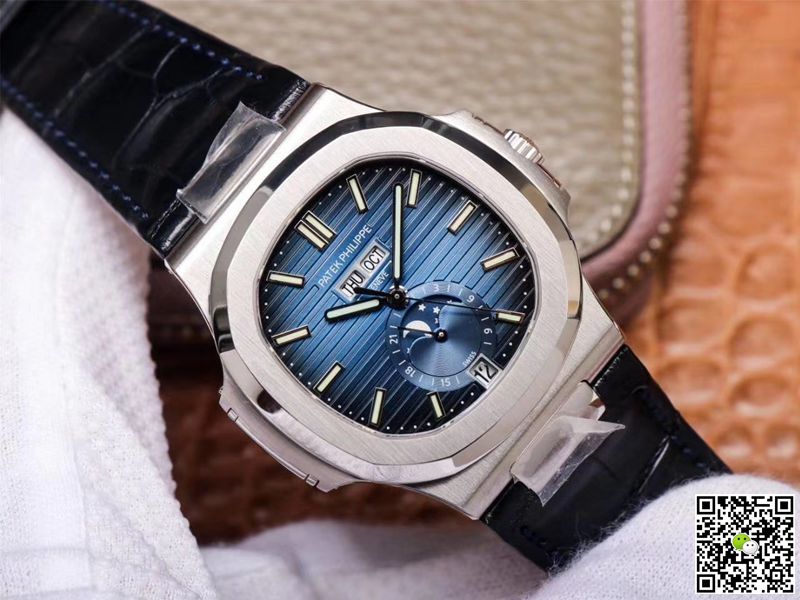 PF Factory Patek Philippe Nautilus 5726/1A-014 Moonphase Black Leather Strap