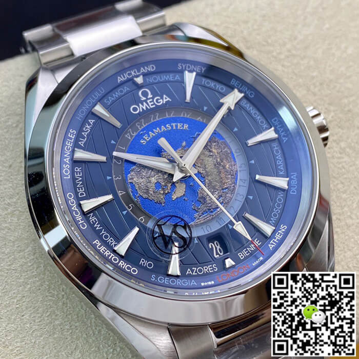 Omega Seamaster Aqua Terra GMT Worldtimer 220.10.43.22.03.001 VS Factory Blue Dial