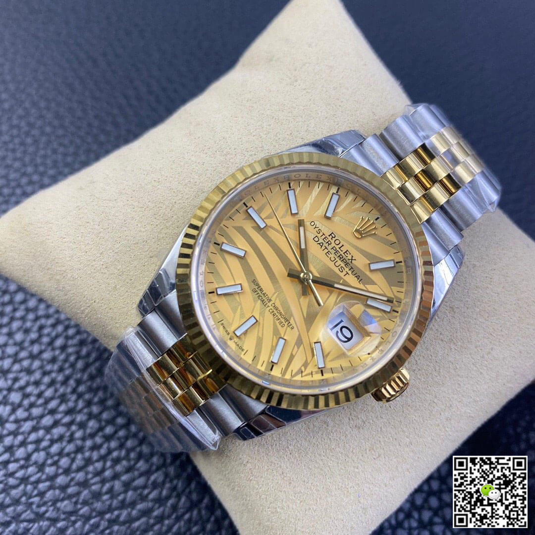 Rolex Datejust M126233-0037 EW Factory Golden Palm Leaf Pattern Dial
