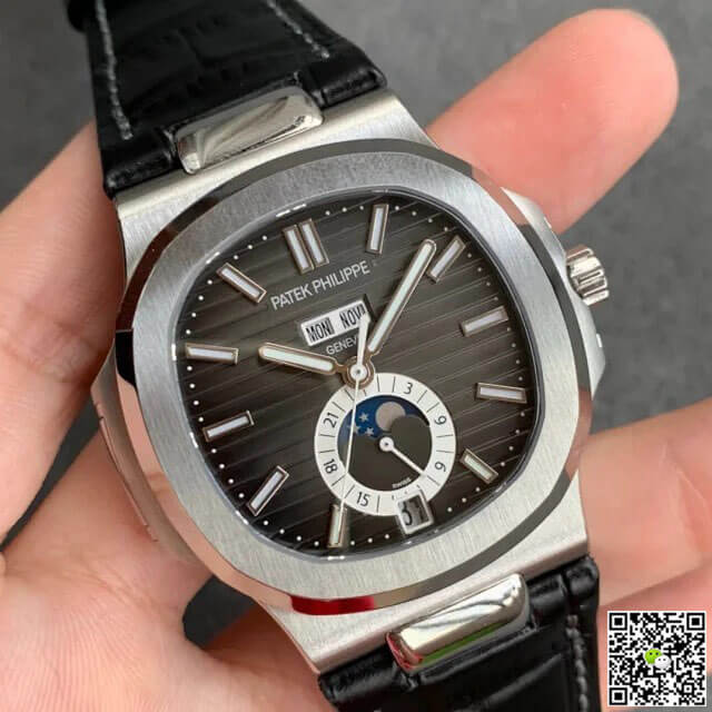 Patek Philippe Nautilus 5726/1A-001 GR Factory Black Leather Strap