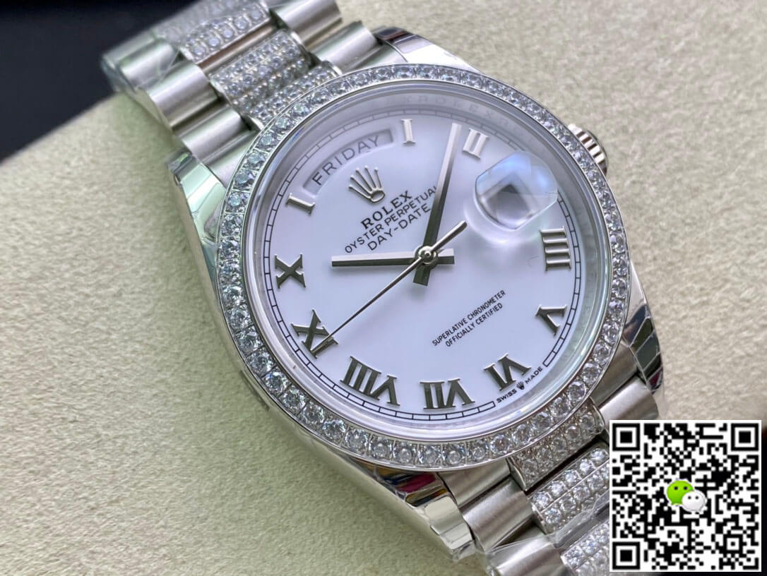 Rolex Day Date M128349RBR-0026 EW Factory Diamond-Set Bezel