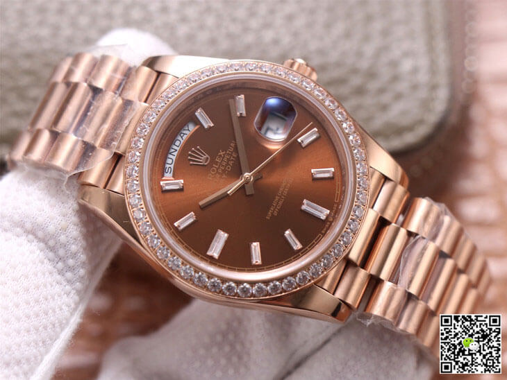 Rolex Day-Date M228345RBR-0006 EW Factory Diamond Chocolate Color Dial