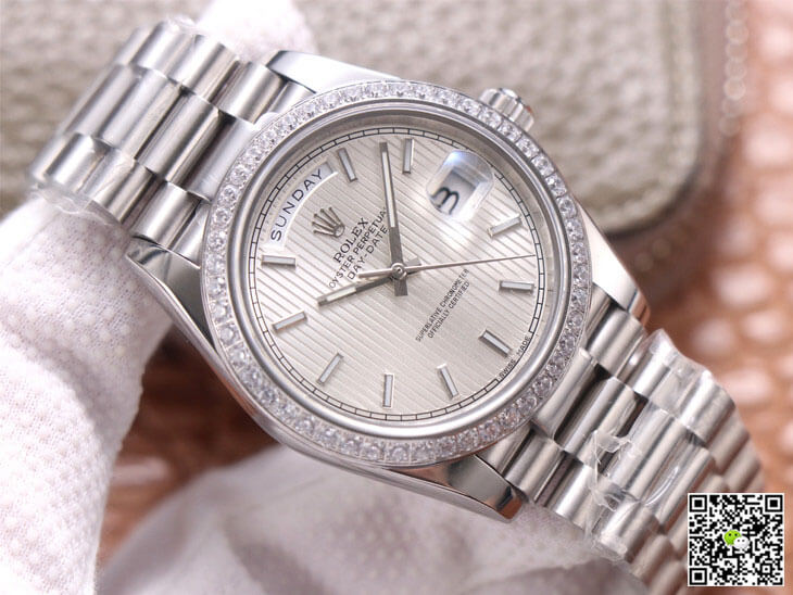 Rolex Day-Date M228349RBR-0007 EW Factory Silver Dial