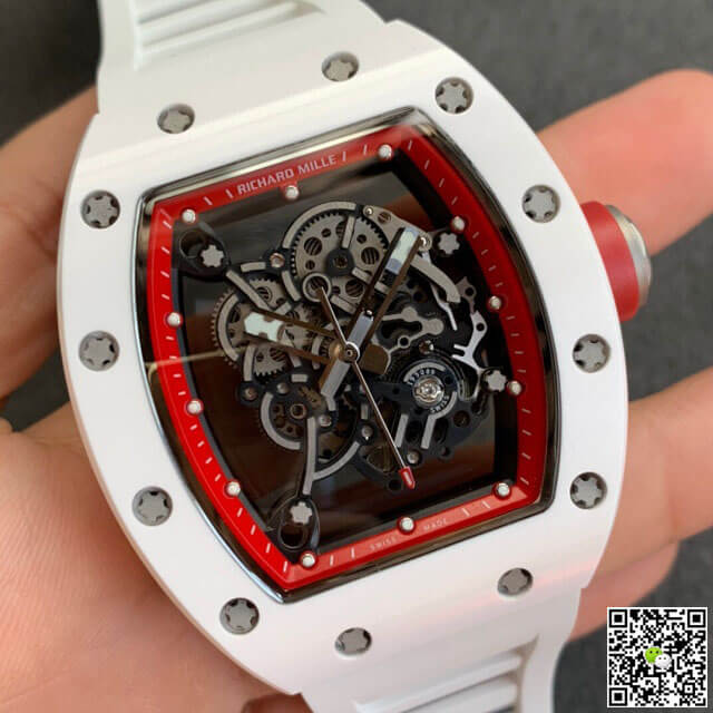Richard Mille RM055 KV Factory V2 White Ceramic Case Rubber Strap