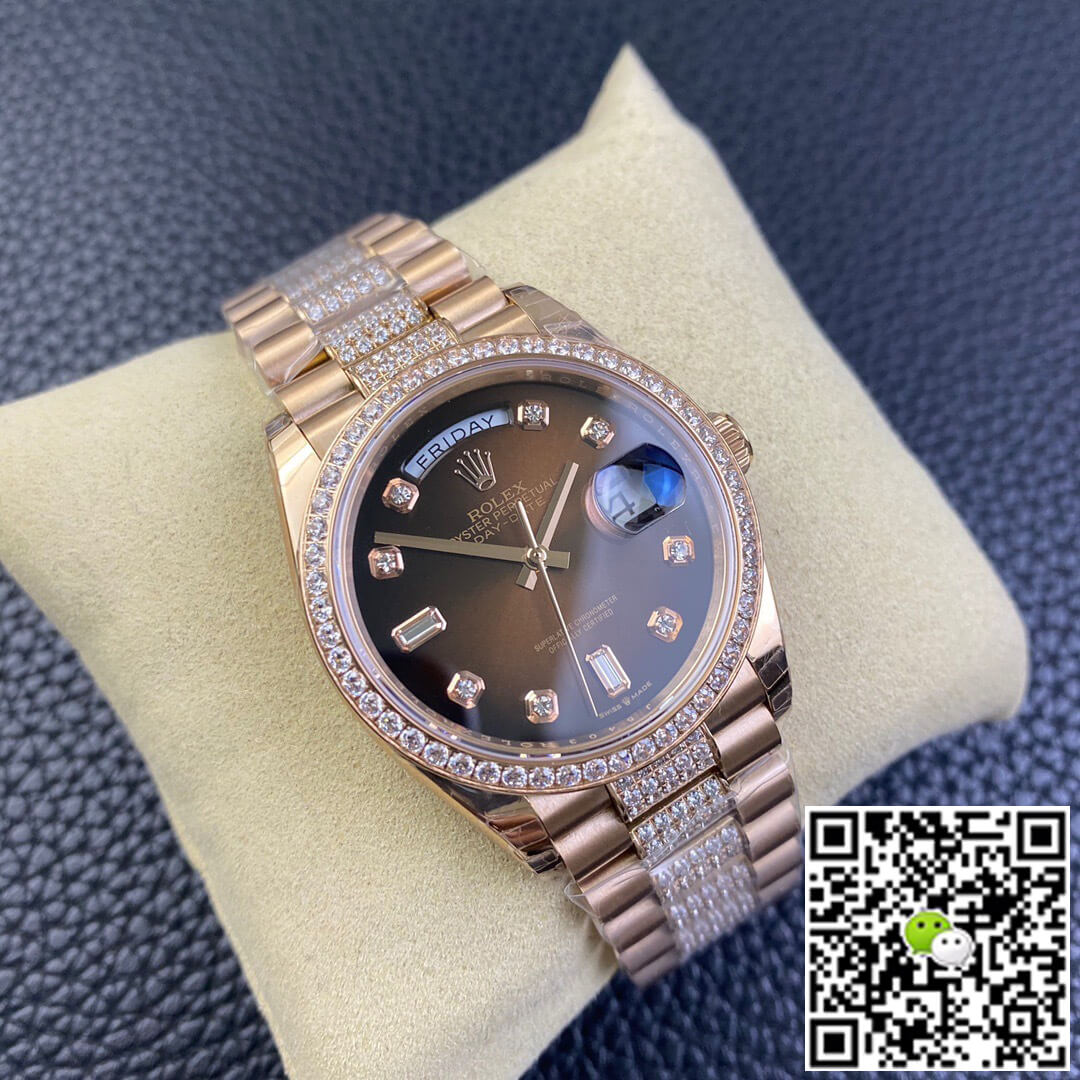 Rolex Day Date M128345rbr-0041 EW Factory Diamond Strap