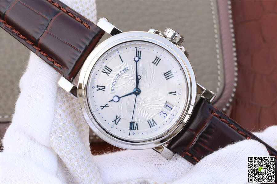 Breguet Marine 5817ST/12/5V8 White Dial Cowhide Strap