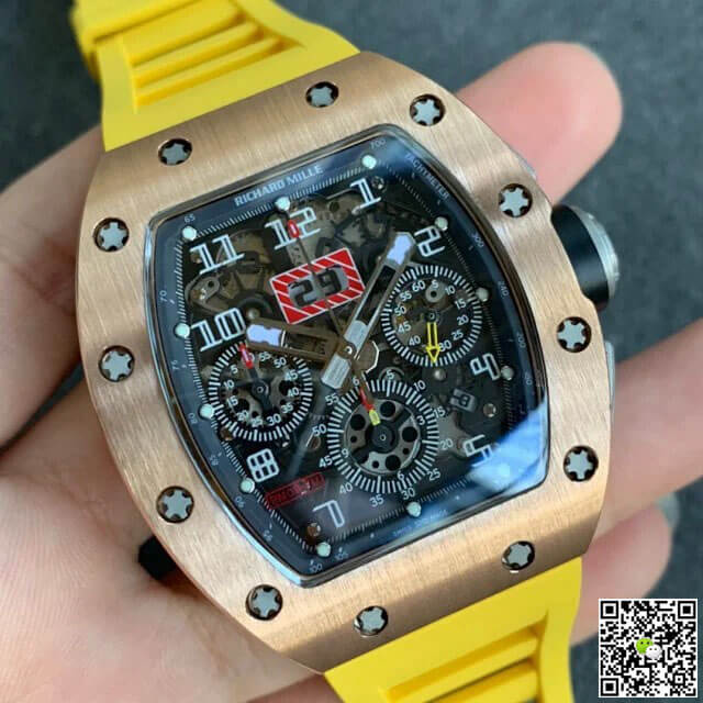 Richard Mille RM011 KV Factory Titanium Yellow Rubber Strap