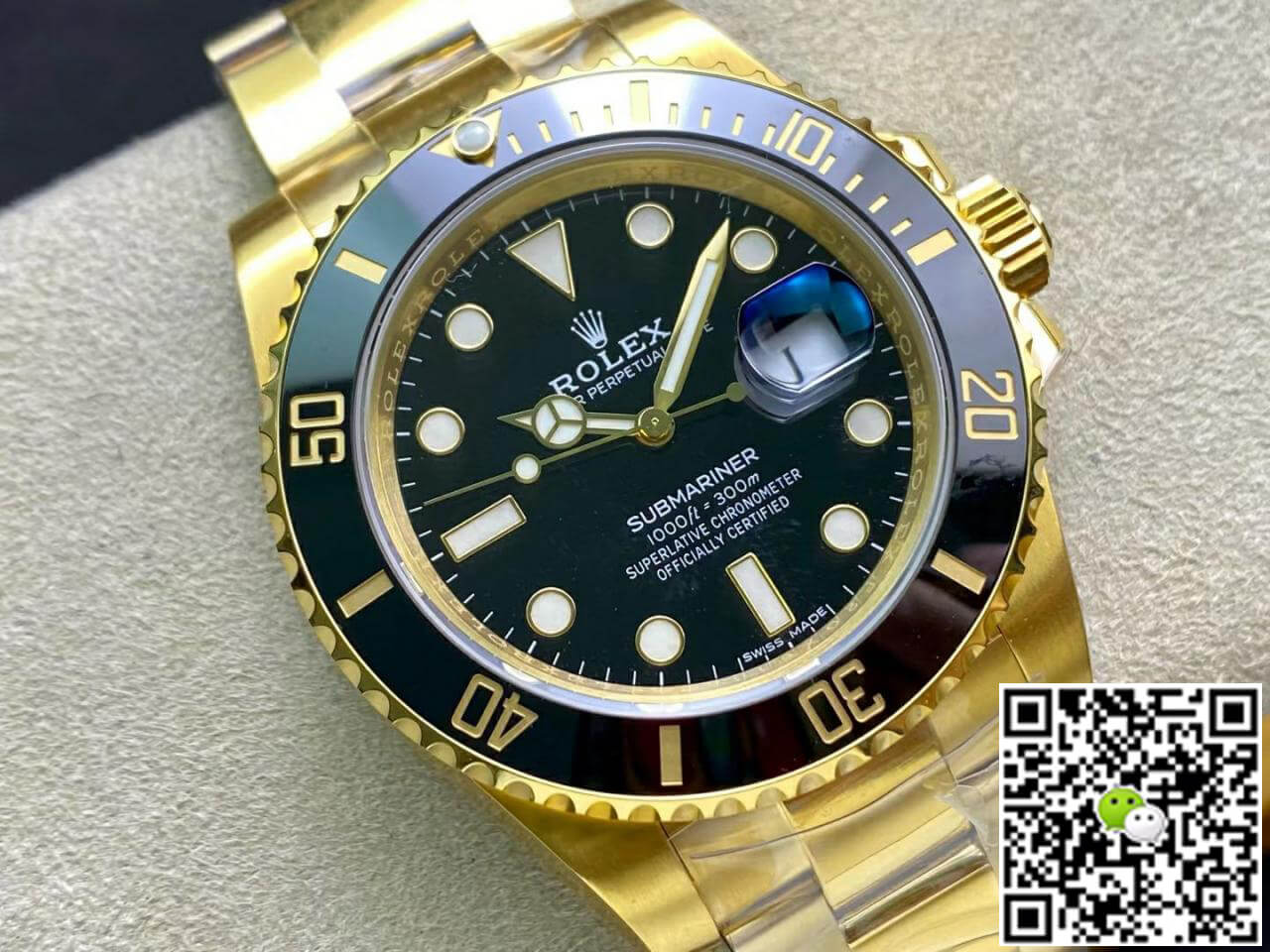 Rolex Submariner 116618LN-97208 VS Factory Yellow Gold Black Dial