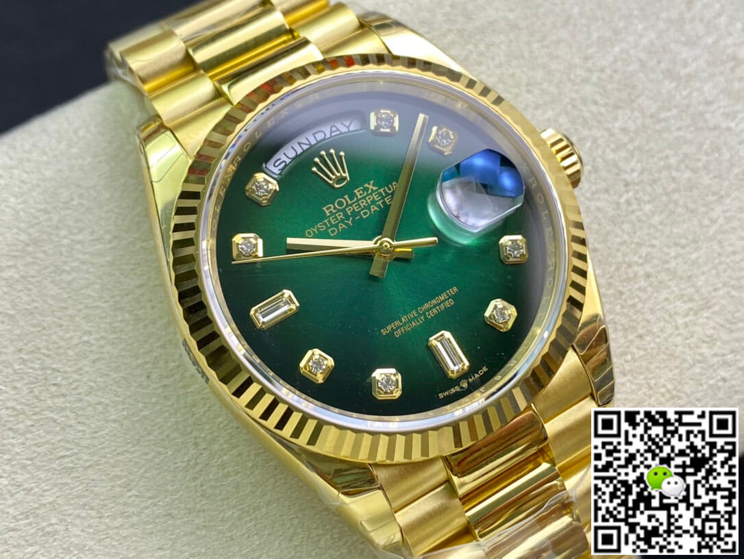 Rolex Day-Date M128238-0069 Yellow Gold EW Factory Gradual Green Dial