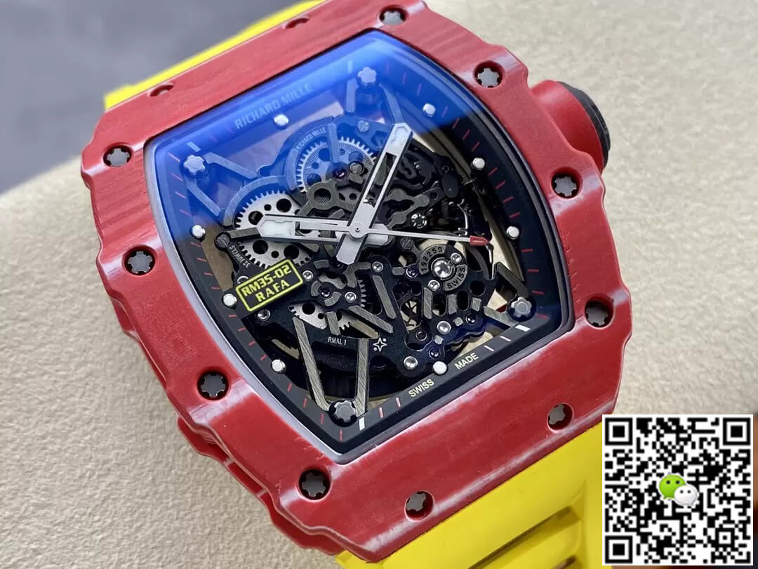 Richard Mille RM35-02 T+ Factory Carbon Fiber Case Yellow Rubber Strap