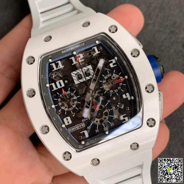 Richard Mille RM-011 KV Factory White Ceramic Rubber Strap