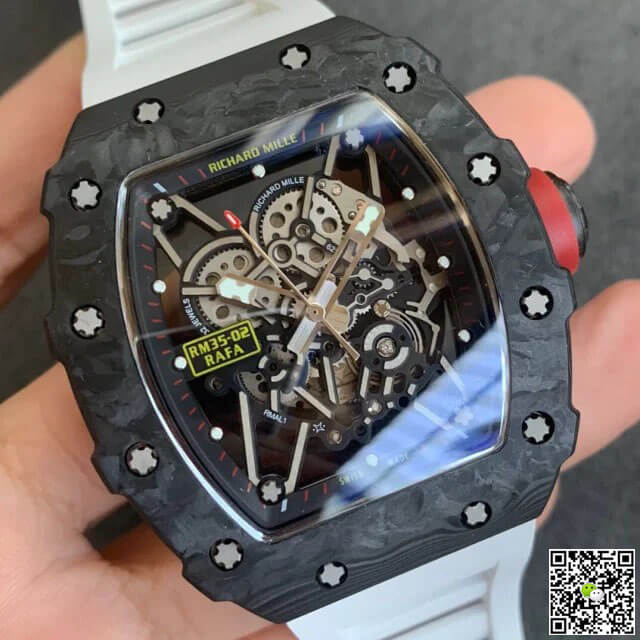 Richard Mille RM35-02 KV Factory V3 Carbon Fiber White Rubber Strap