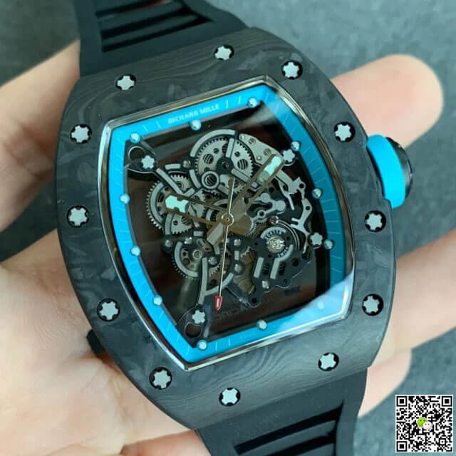 Richard Mille RM055 KV Factory V2 Carbon Fiber Black Rubber Strap