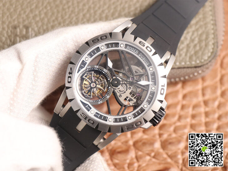 Roger Dubuis Excalibur Spidr RDDBEX0479 JB Factory Tourbillon Skeleton Dial Black Strap