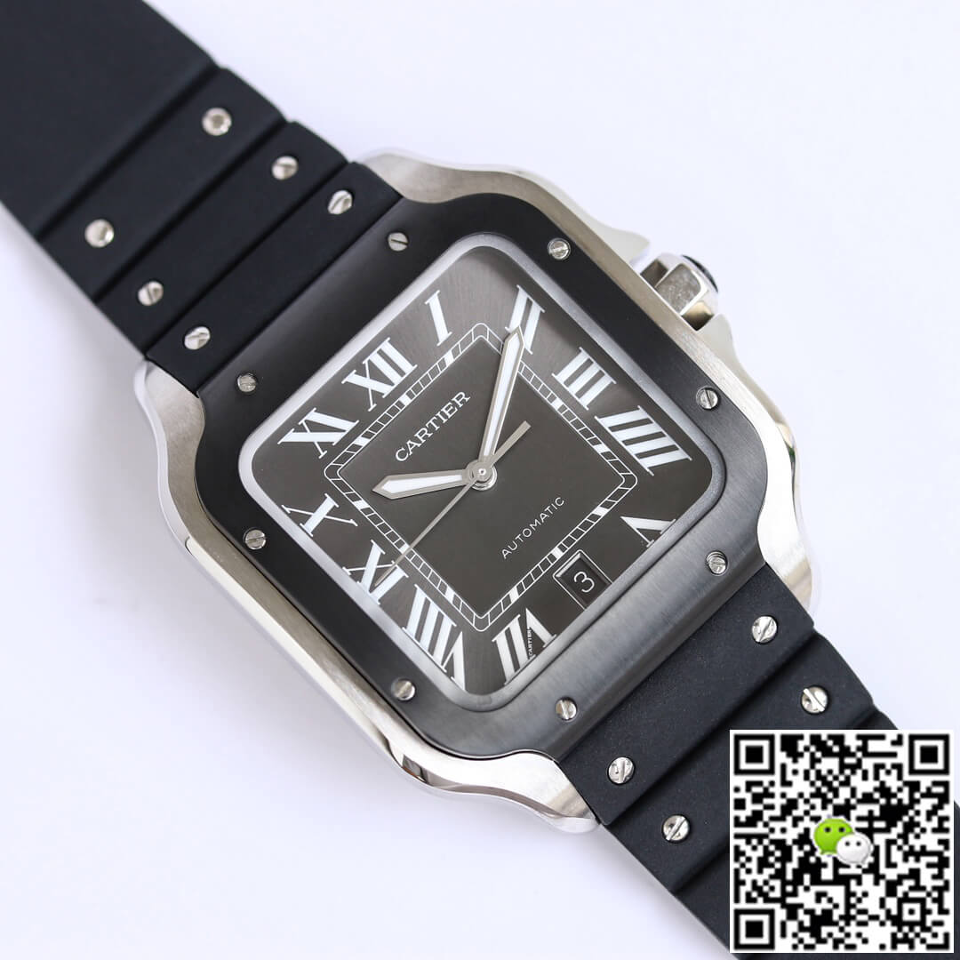 Cartier Santos WSSA0037 GF Factory V2 Black Rubber Strap