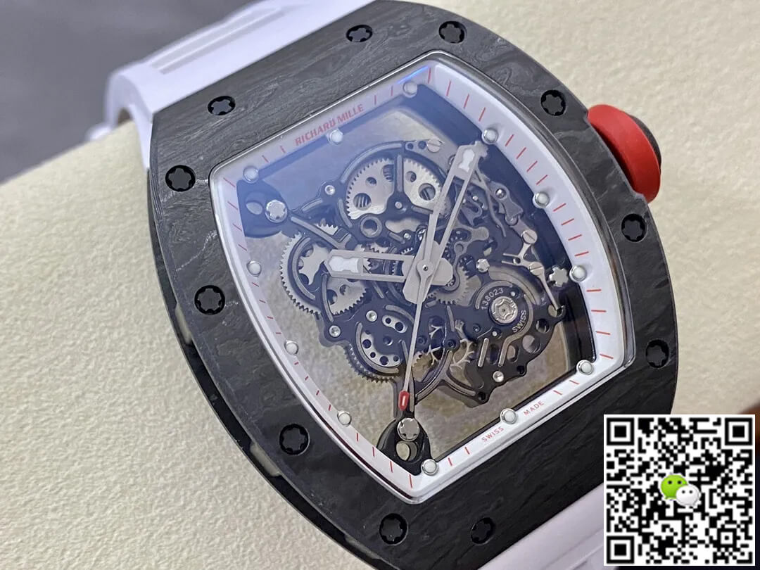Richard Mille RM-055 BBR Factory Carbon Fiber White Strap