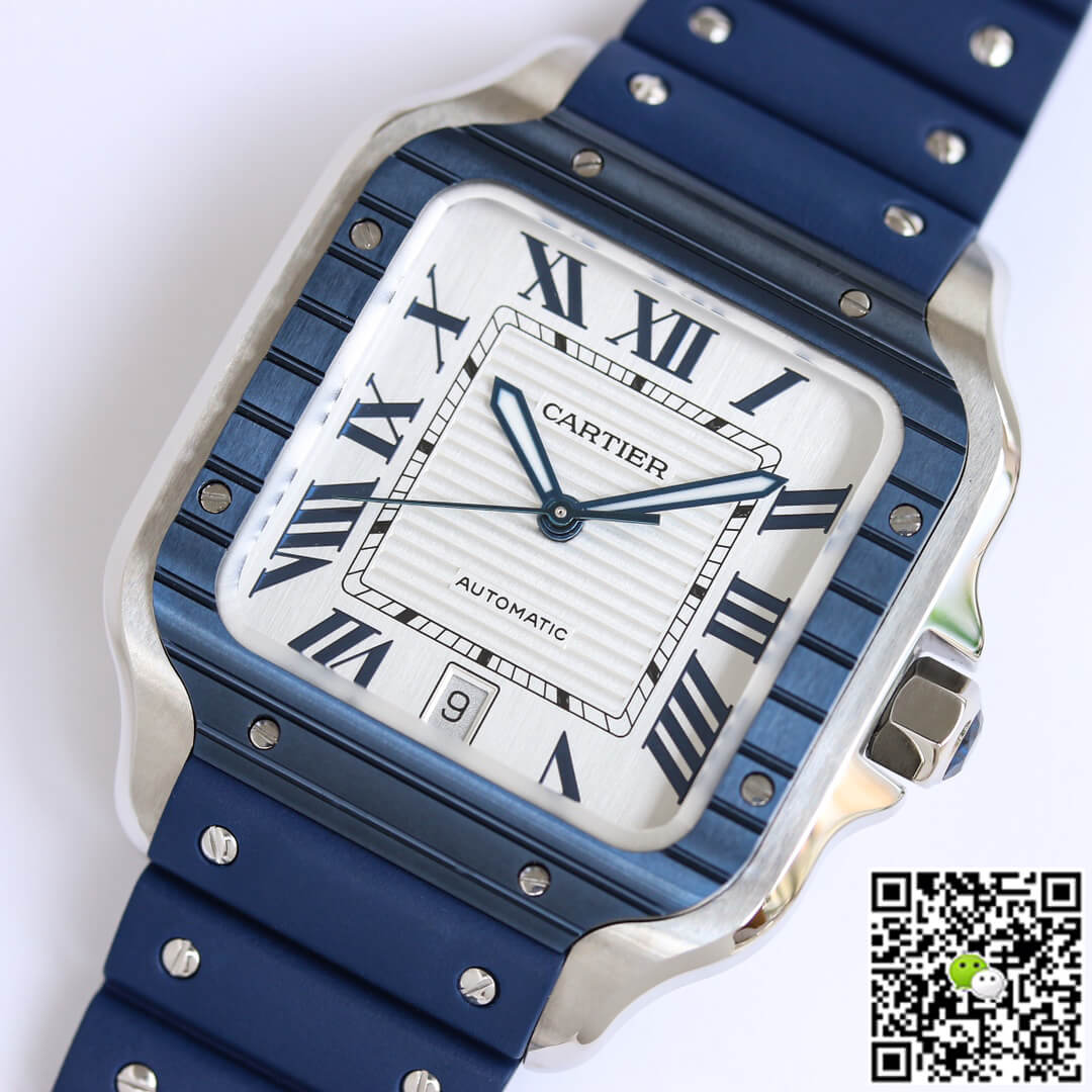 Santos De Cartier GF Factory Blue Rubber Strap