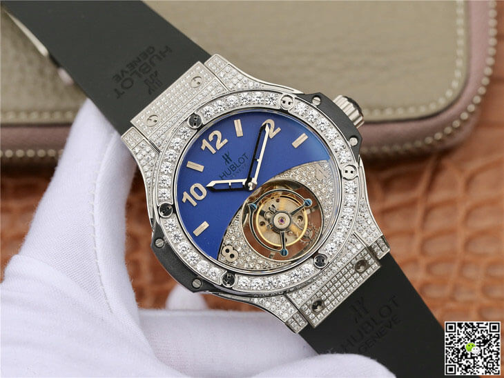 Hublot Big Bang Tourbillon Stainless Steel Diamond Blue Dial