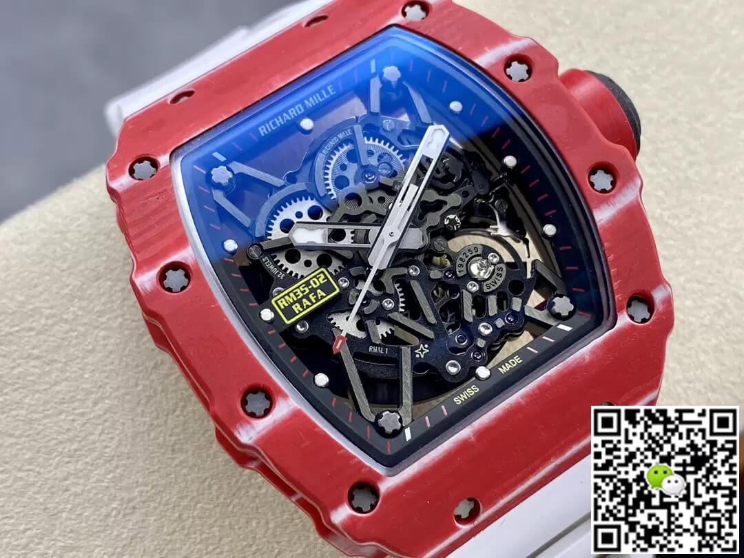 Richard Mille RM35-02 T+ Factory Carbon Fiber Case White Rubber Strap
