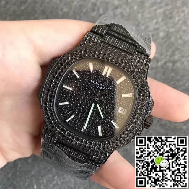 Patek Philippe Nautilus 5719/10G-010 PPF Factory Full Diamond Black Dial